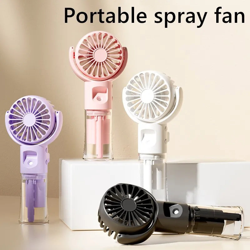 Portable Handheld Mist Fan – 4-Speed Rechargeable Spray Fan for Outdoor Cooling
