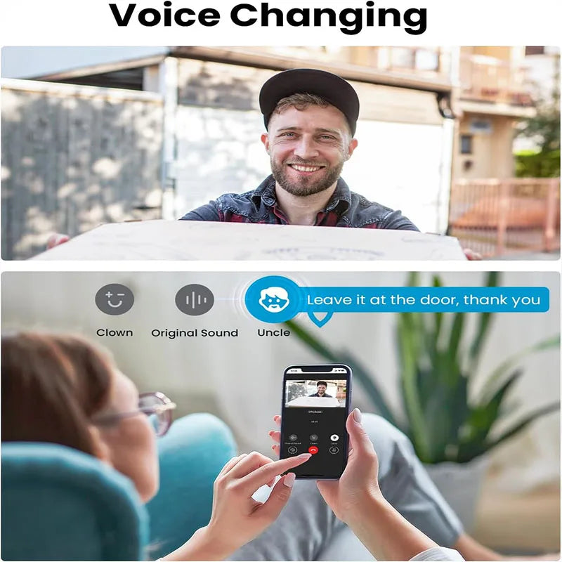 2K Wireless Video Doorbell with Chime – Smart Security with Voice Messaging