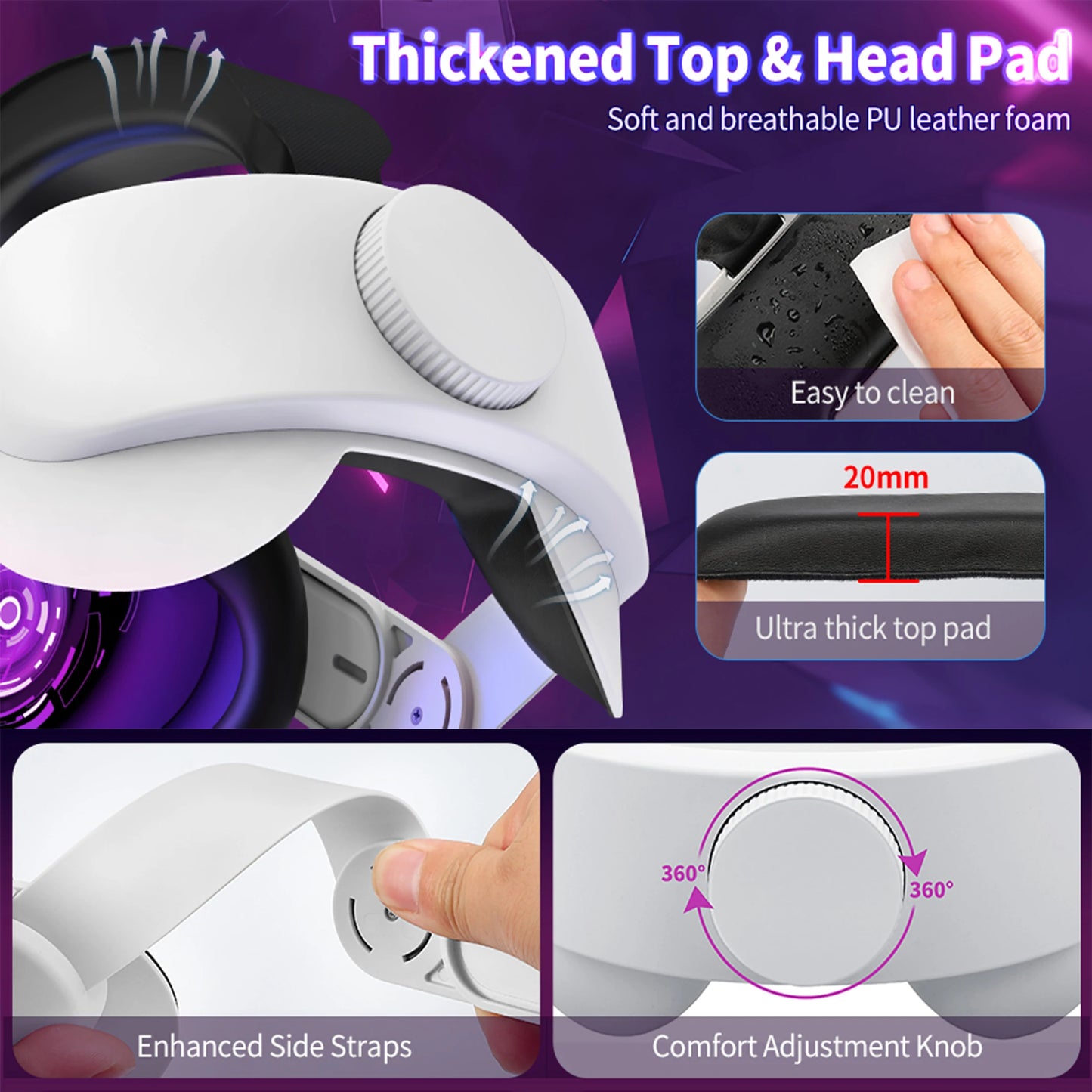Adjustable Head Strap for Meta Quest 2 – Enhanced Comfort & Support VR Accessory