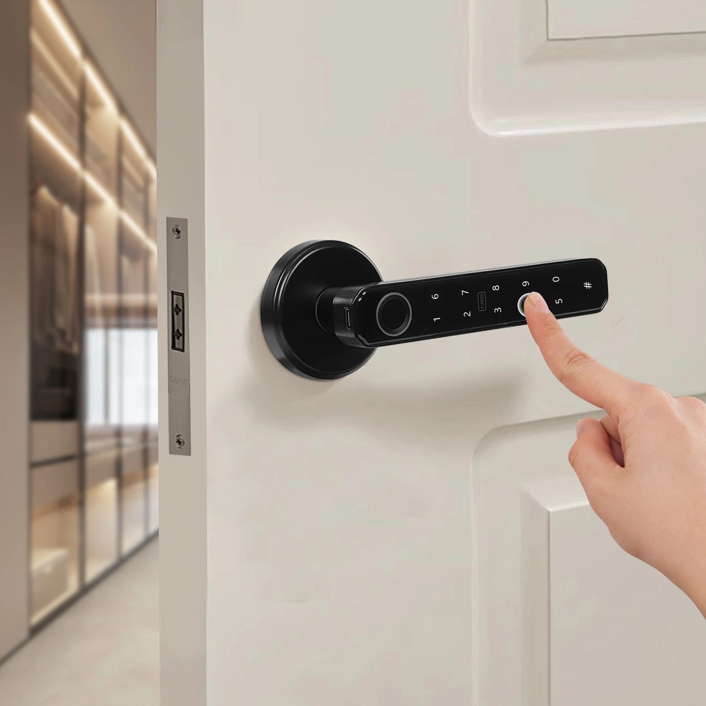 Smart Fingerprint Door Lock – Aluminium Alloy with Handle & Backup Keys