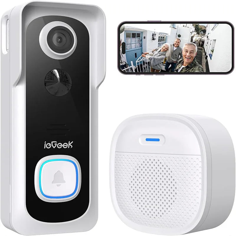 2K Wireless Video Doorbell with Chime – Smart Security with Voice Messaging