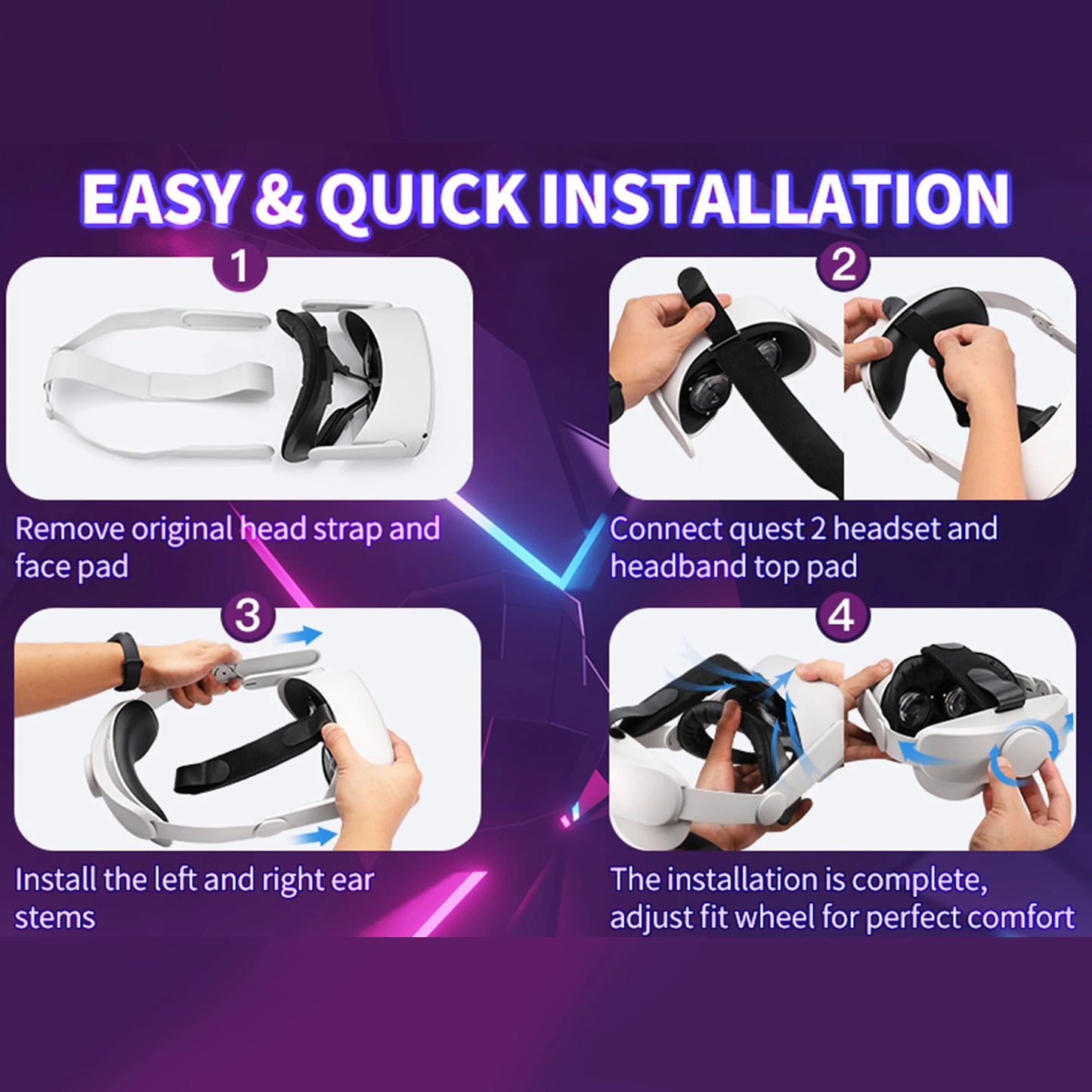 Adjustable Head Strap for Meta Quest 2 – Enhanced Comfort & Support VR Accessory