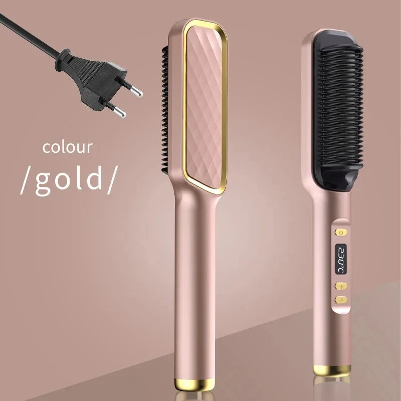 Electric Hair Straightening Comb – Anti-Scald Styling Brush with Ionic Technology