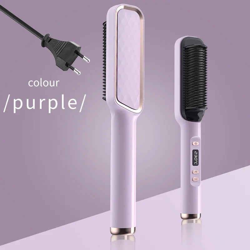 Electric Hair Straightening Comb – Anti-Scald Styling Brush with Ionic Technology