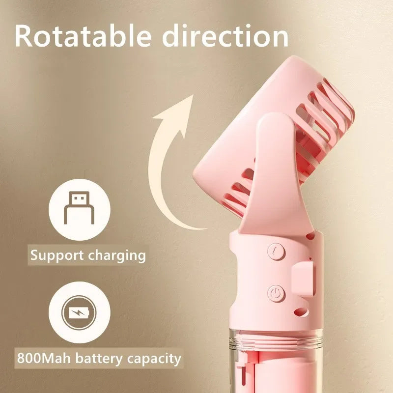 Portable Handheld Mist Fan – 4-Speed Rechargeable Spray Fan for Outdoor Cooling