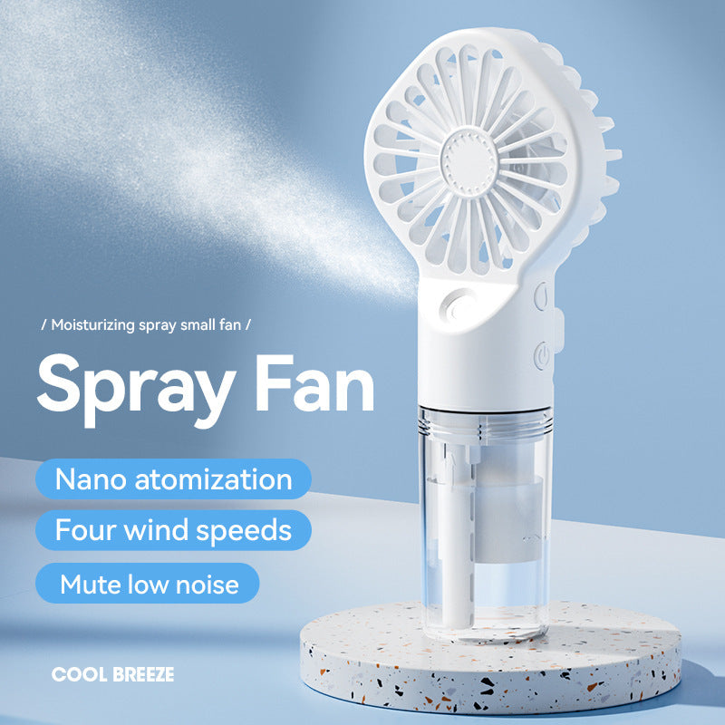Portable Handheld Mist Fan – 4-Speed Rechargeable Spray Fan for Outdoor Cooling