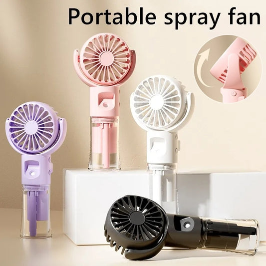 Portable Handheld Mist Fan – 4-Speed Rechargeable Spray Fan for Outdoor Cooling