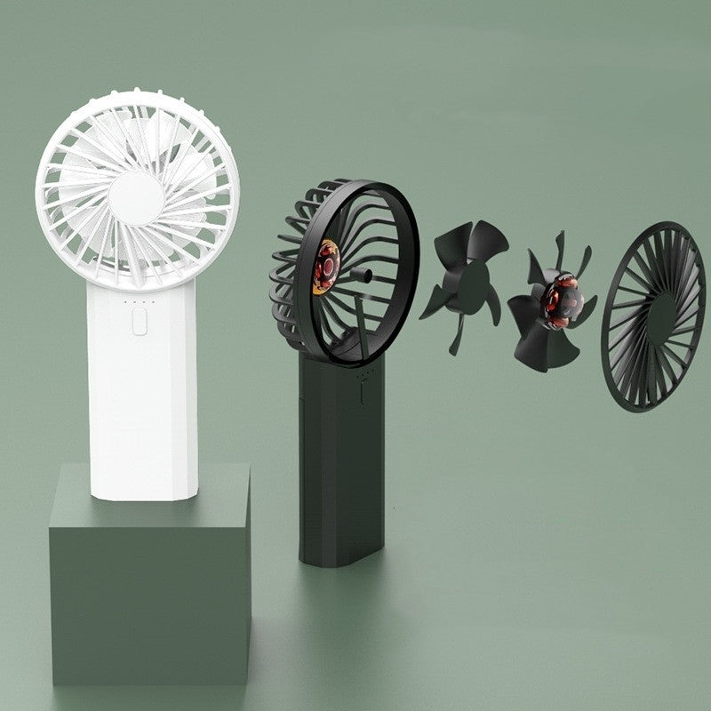 Multi-Function Portable USB Fan – Handheld Cooling Fan with Power Bank & Dual Blades