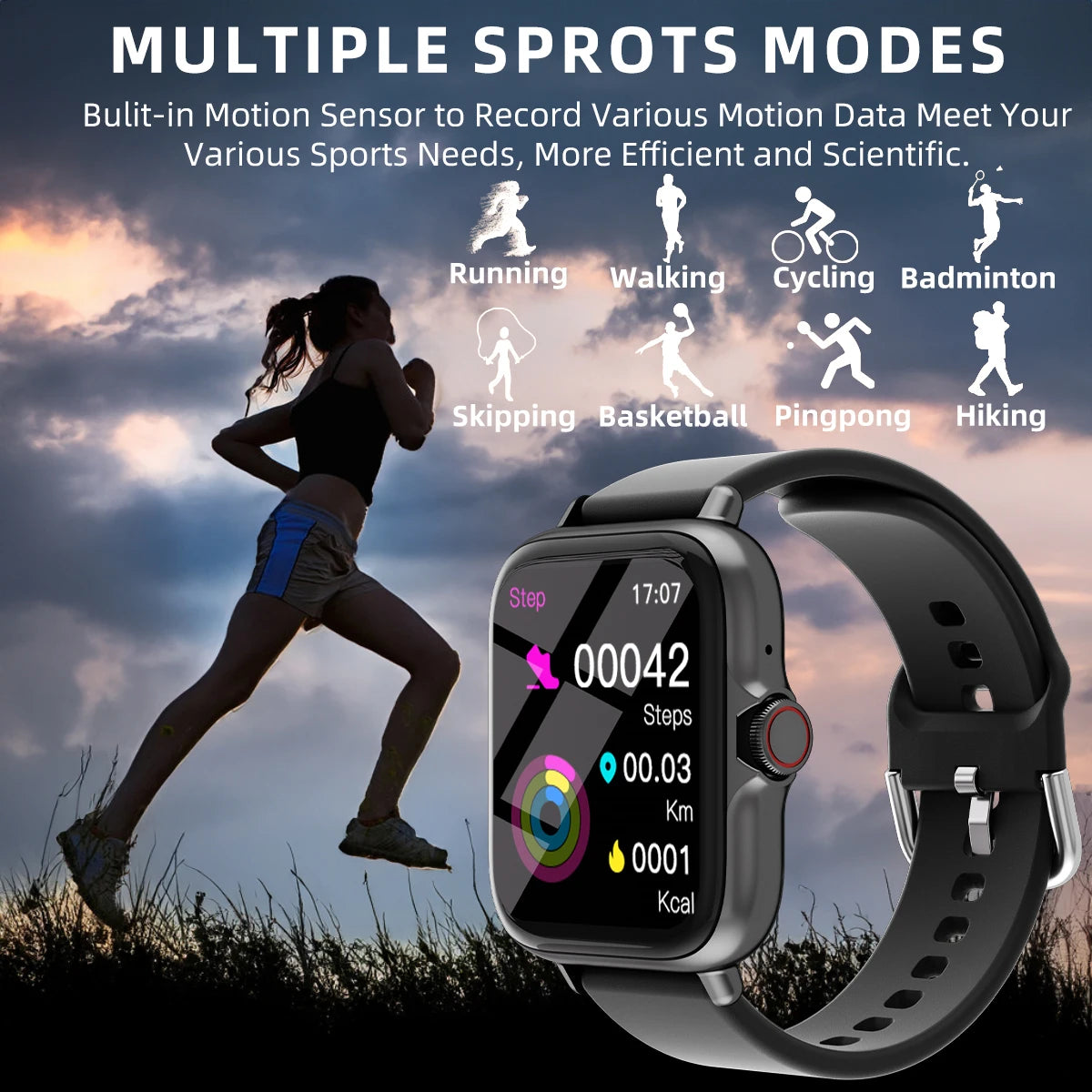 1.83" Smartwatch with Call, Sleep, and Step Tracker