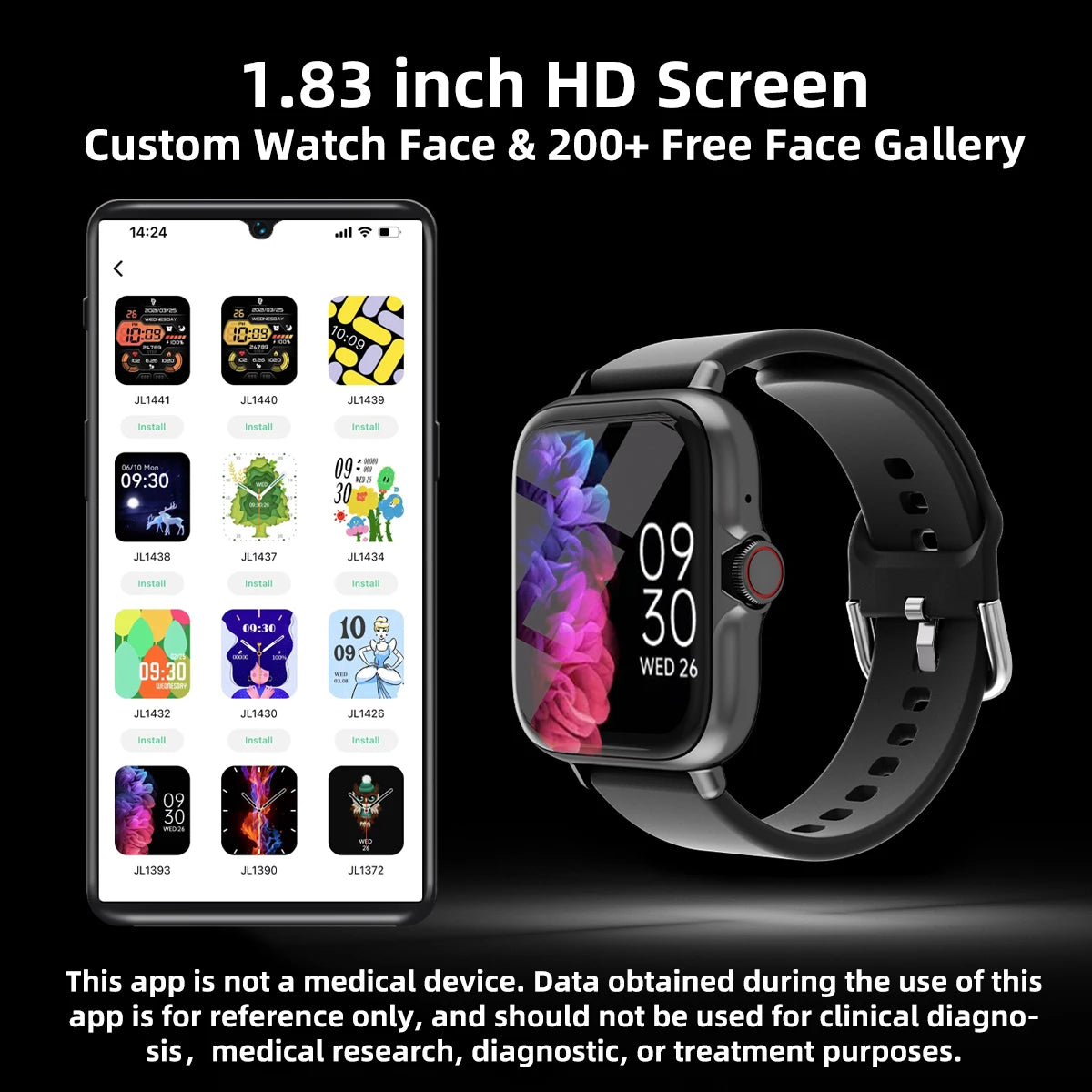 1.83" Smartwatch with Call, Sleep, and Step Tracker