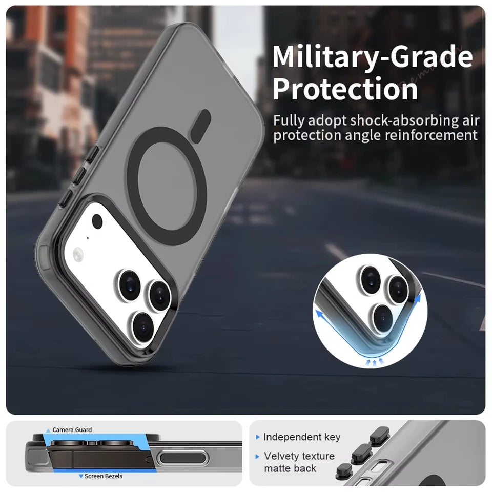 New Magnetic Phone Case for iPhone 17 Pro Max Air Magsafe Clear Candy Matte Protector Shockproof Cover