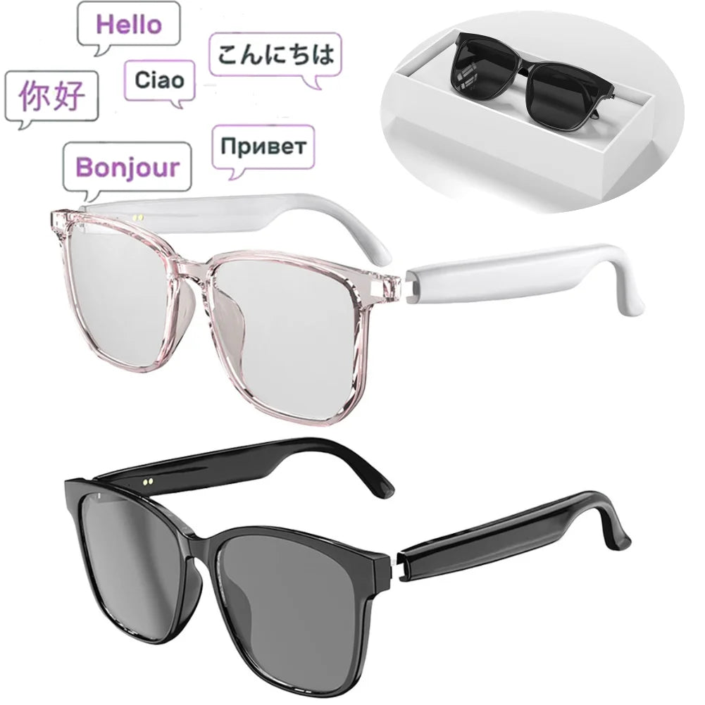 AI Smart Glasses with Bluetooth & Voice Translation – Music & Call Ready