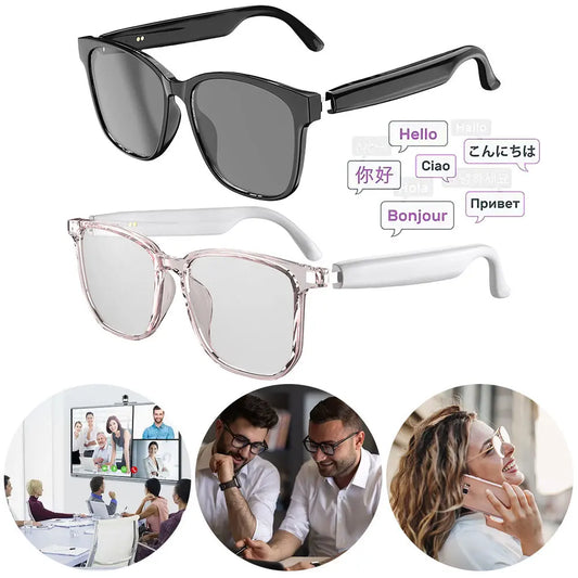 AI Smart Glasses with Bluetooth & Voice Translation – Music & Call Ready