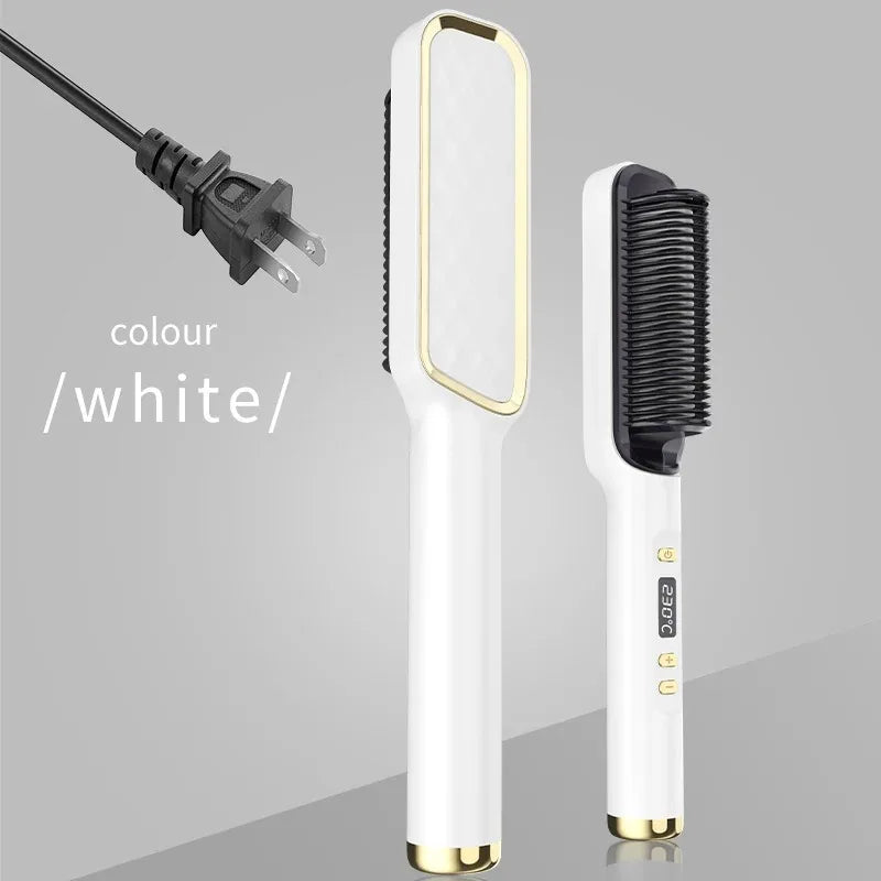 Electric Hair Straightening Comb – Anti-Scald Styling Brush with Ionic Technology