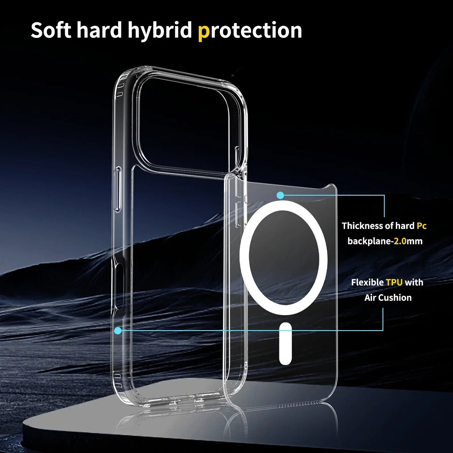 Original Clear Acrylic Magnetic Phone Case for iPhone 17 Air 17 Pro Max Shockproof Protector Cover