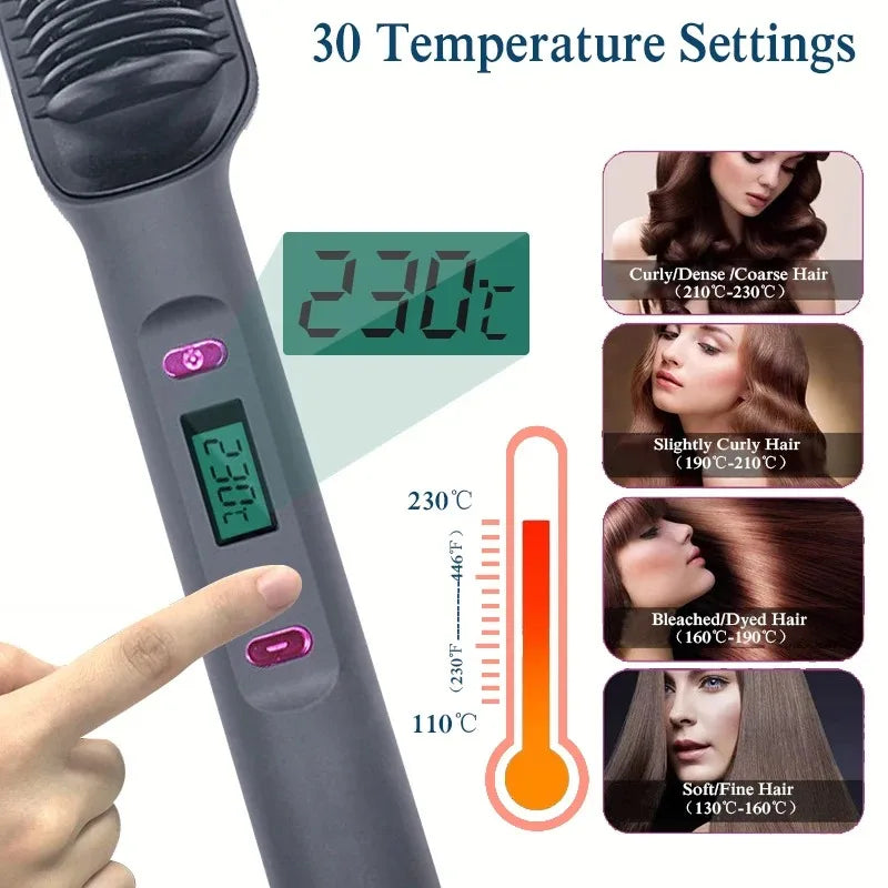 Electric Hair Straightening Comb – Anti-Scald Styling Brush with Ionic Technology