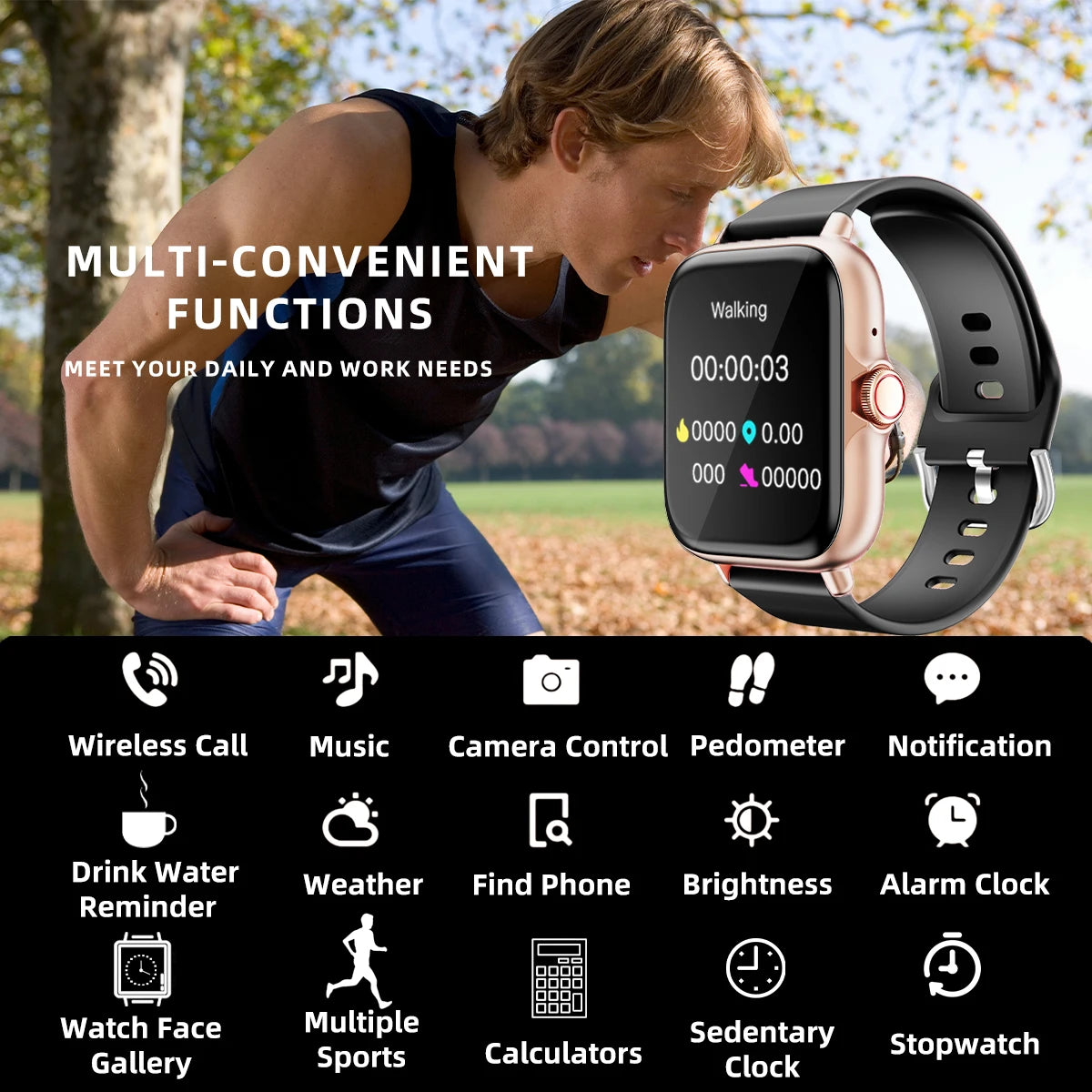 1.83" Smartwatch with Call, Sleep, and Step Tracker
