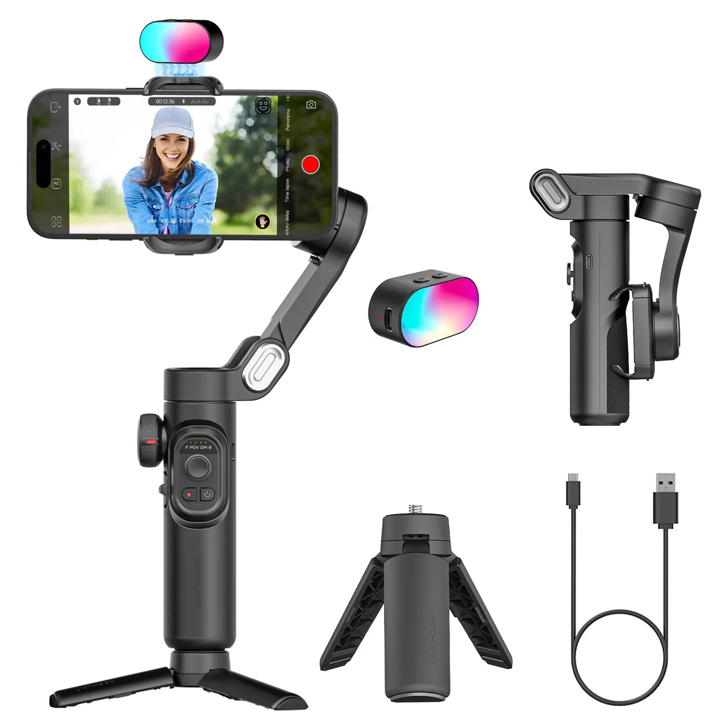 Smart XE 3-Axis Kit Gimbal Stabiliser with Magnetic Fill Light