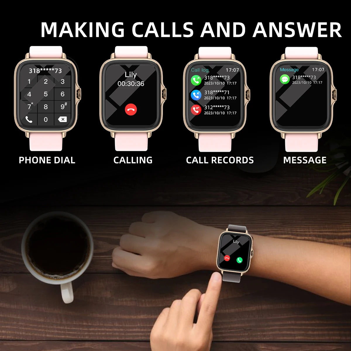 1.83" Smartwatch with Call, Sleep, and Step Tracker