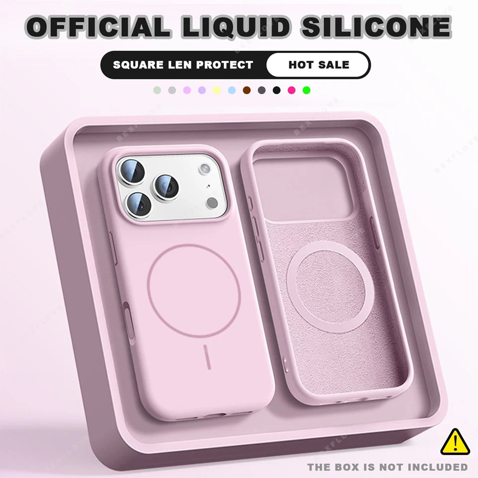 Cute Magnetic Phone Case For iPhone 17 Magsafe Liquid Silicone Charge Protector Soft Cover