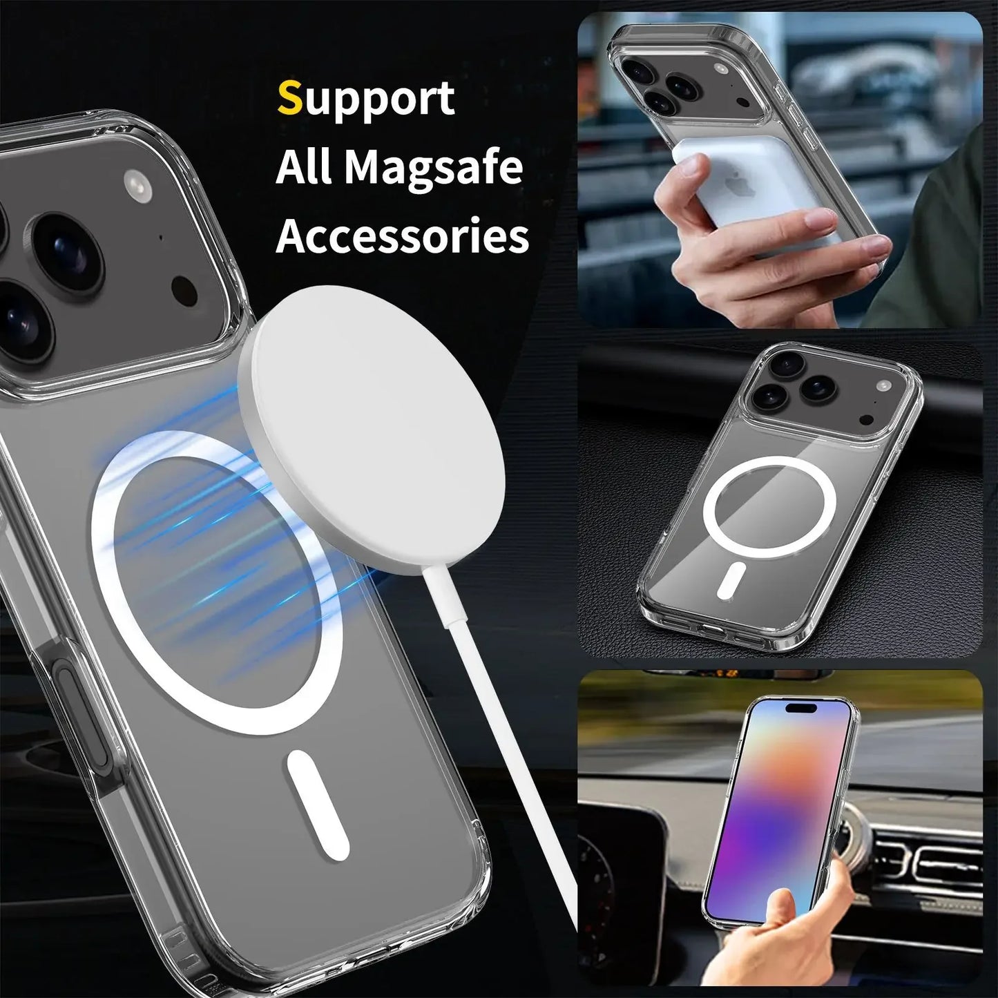 Original Clear Acrylic Magnetic Phone Case for iPhone 17 Air 17 Pro Max Shockproof Protector Cover