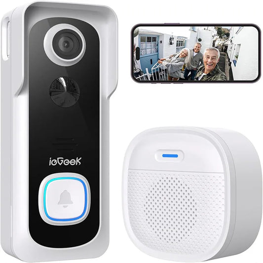 2K Wireless Video Doorbell with Chime – Smart Security with Voice Messaging
