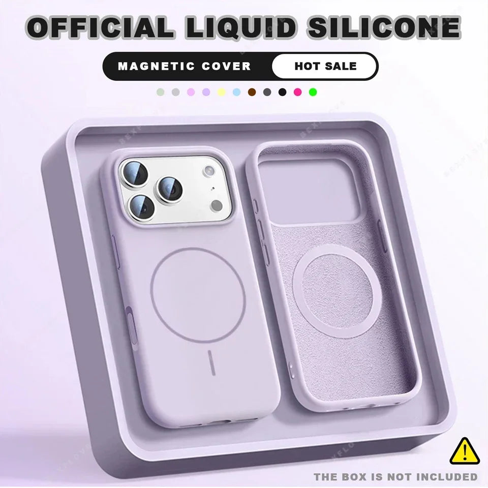 Cute Magnetic Phone Case For iPhone 17 Magsafe Liquid Silicone Charge Protector Soft Cover