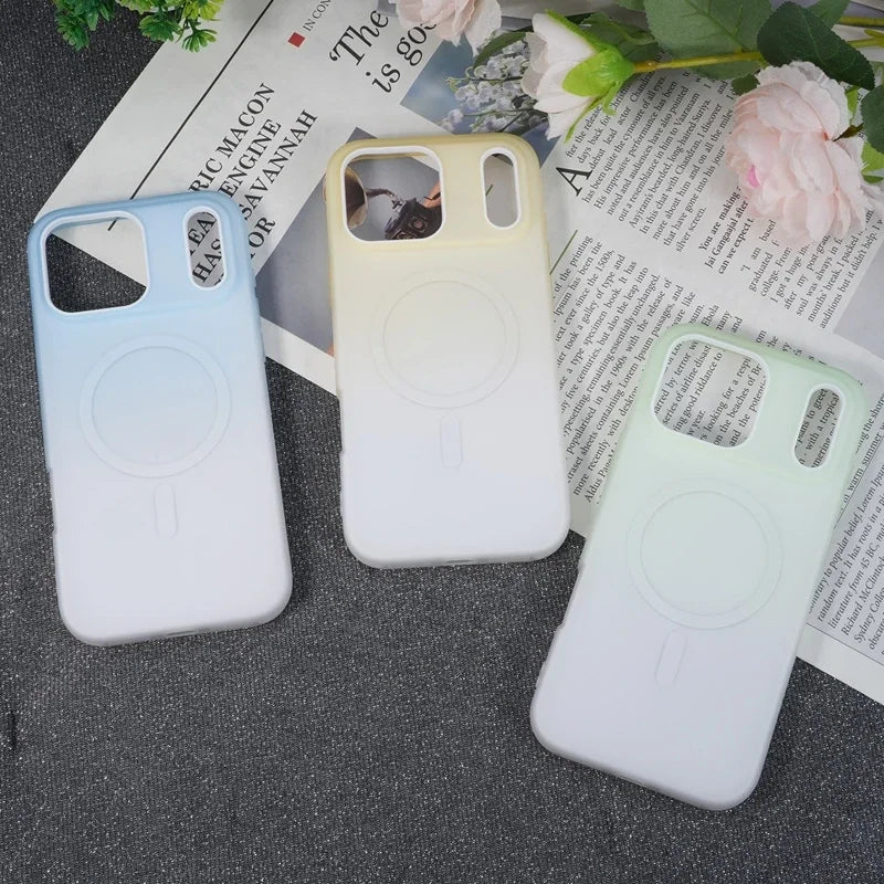 Color Gradient 2 in 1 Candy Magnetic Phone Case for iPhone 17air 17 Pro Max Magsafe Protector Matte Cover