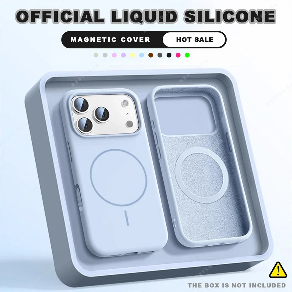 Cute Magnetic Phone Case For iPhone 17 Magsafe Liquid Silicone Charge Protector Soft Cover