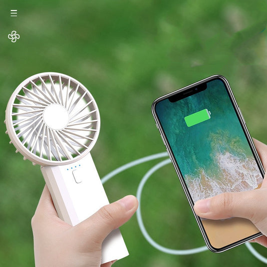 Multi-Function Portable USB Fan – Handheld Cooling Fan with Power Bank & Dual Blades